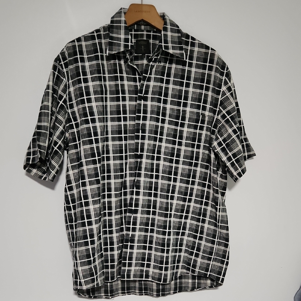 Lipson  Men's Large Black and White Checkered Shirt